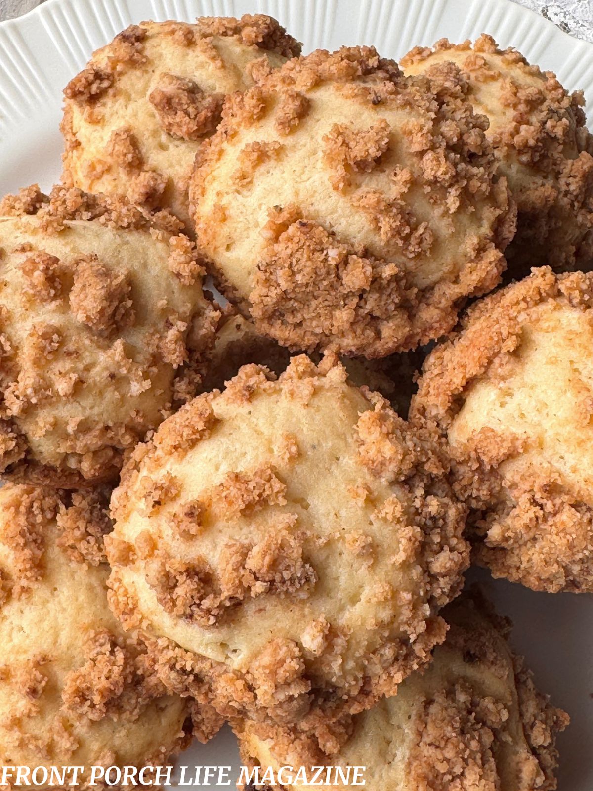 crumb kissed muffins on a platter