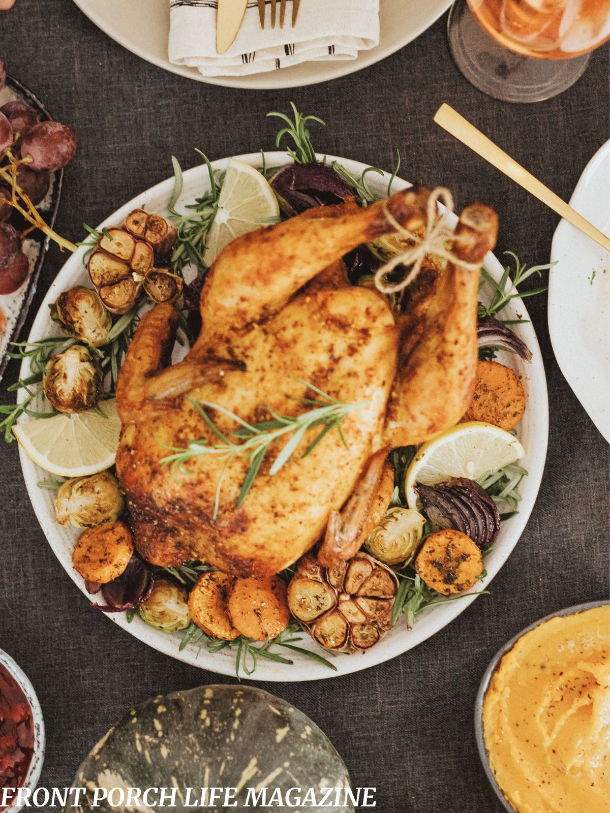 Old fashioned family meal served around the table